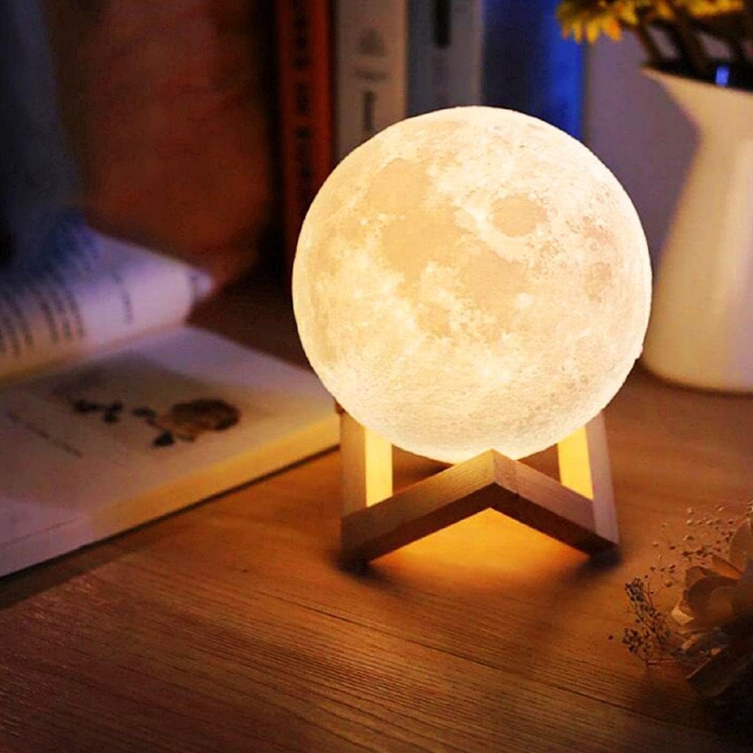 Luminaria Lua Cheia 12cm 3d Decoração Para Quart...